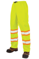 Tough Duck Pull-On Ripstop Packable Safety Rain Pant - Fluorescent Green Front