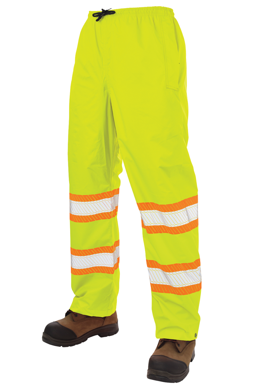 Tough Duck Pull-On Ripstop Packable Safety Rain Pant - Fluorescent Green Front