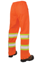 Tough Duck Pull-On Ripstop Packable Safety Rain Pant - Fluorescent Orange Back