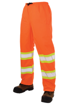 Tough Duck Pull-On Ripstop Packable Safety Rain Pant - Fluorescent Orange Front