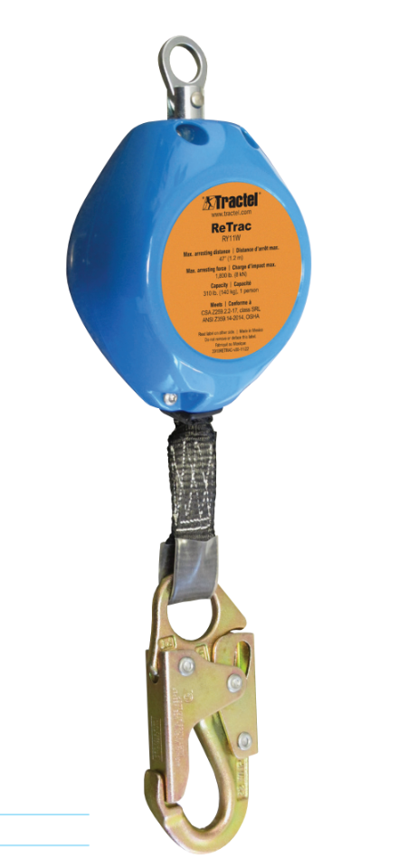 Tractel ReTrac 11ft Web Self Retracting Lifeline - Self Locking Snaphook - T-4281C