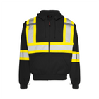 Hi-Vis Hoodie w/ Detachable Hood, 4" Refl. Tape - Black - Wasip