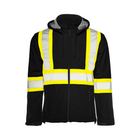 Soft Shell Jacket w/ Detachable Hood, 4" Refl. Tape - Black - Wasip