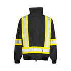 Hi Vis 6-In-1 Winter Traffic Jacket, 4″ Refl. Tape - Black - Wasip