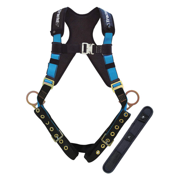 TRACTEL Harness, Full-Body TracX, CSA Z259.10-12/Side/Sternal D-Ring/Leg Pads, Blue/Black, XL, PL/AL