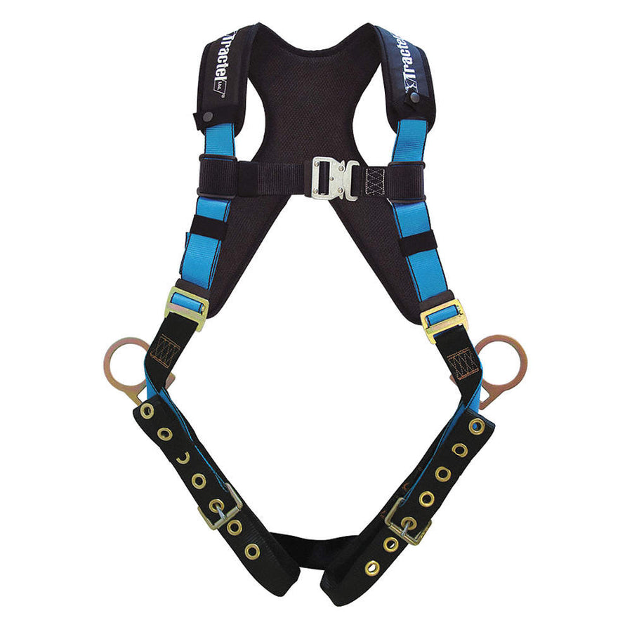 TRACTEL TracX Fall Protection Harness, Universal, Shoulder/Leg Pad, Polyester Webbing, 386lb