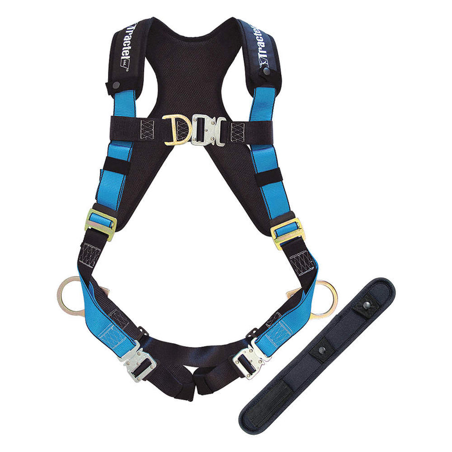 TRACTEL Harness, Full-Body TracX, Leg Pad/CSA Z259.10-12/Sternal/Side/Dorsal D-Ring, Blue/Black, XL PL/AL