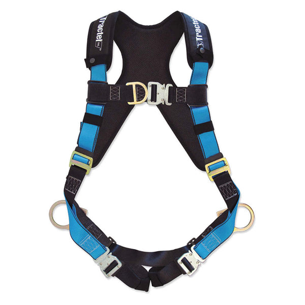 TRACTEL TracX Fall Protection Harness, Universal, Shoulder/Leg Pad, Quick-Connect, 386 lb