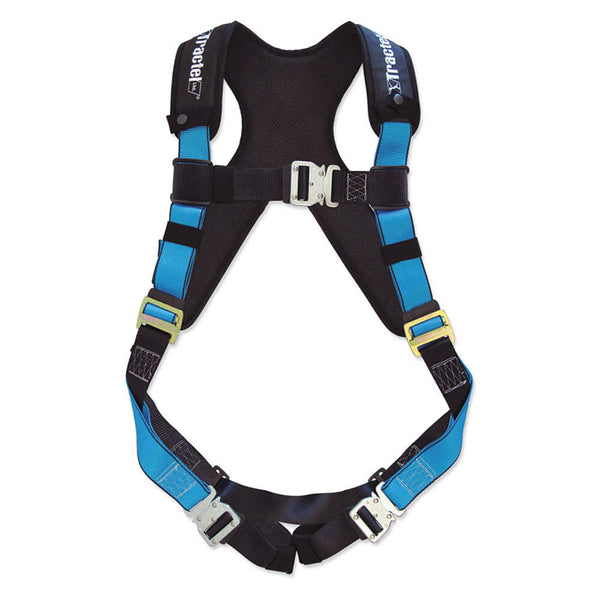 TRACTEL TracX Fall Protection Harness, XL, Shoulder/Leg Pad, Poly Webbing, Quick-Connect, 386lb