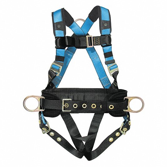 TRACTEL Harness, Full-Body, Removable Belt/Versafit/CSA Z259.10-12/2 D-Rings, Blue/Black, M, PL/AL