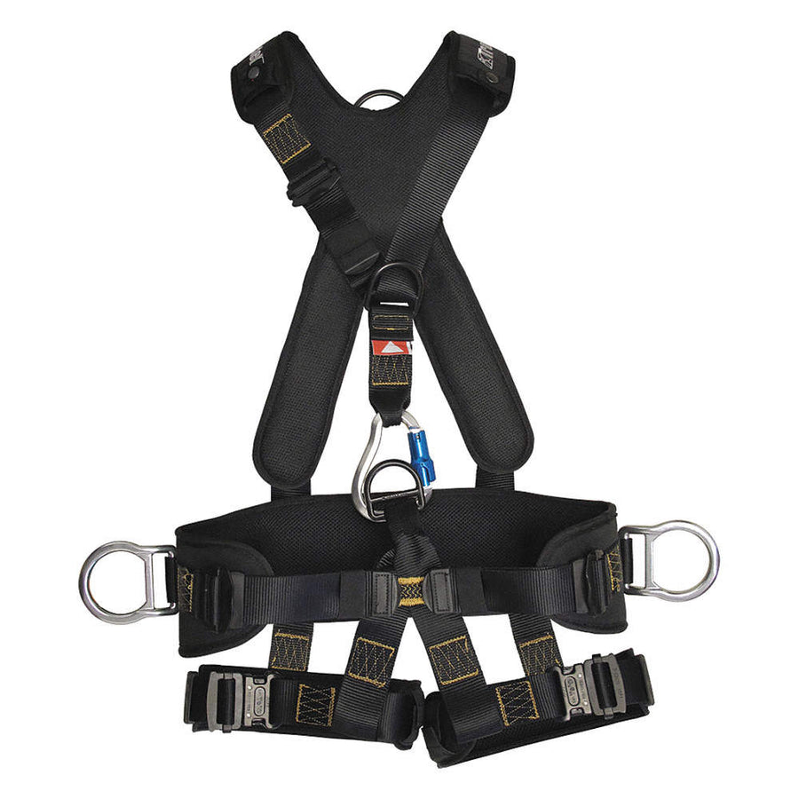 TRACTEL Harness, Full-Body Rescue, CSA Z259.10-12/4 D-Rings, Black, Large, Poly/Aluminum