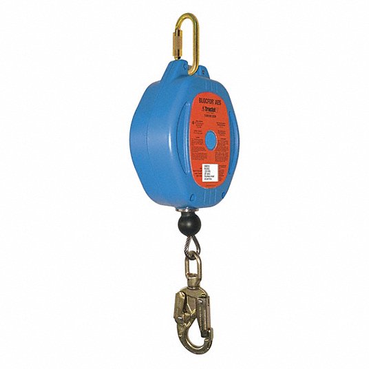TRACTEL Blocfor Self-Retracting Lifeline, CSA, 1 Leg, Visual Load ind, 310 lb Capacity, Blue, 30 ft, Nylon