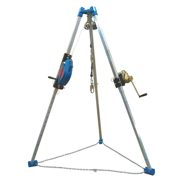TRACTEL Confined Space System, CSA, Capacity 310 lb, Blue, Rope 100 ft L/3/16 in dia, Steel/Plastic/Al/Rubber