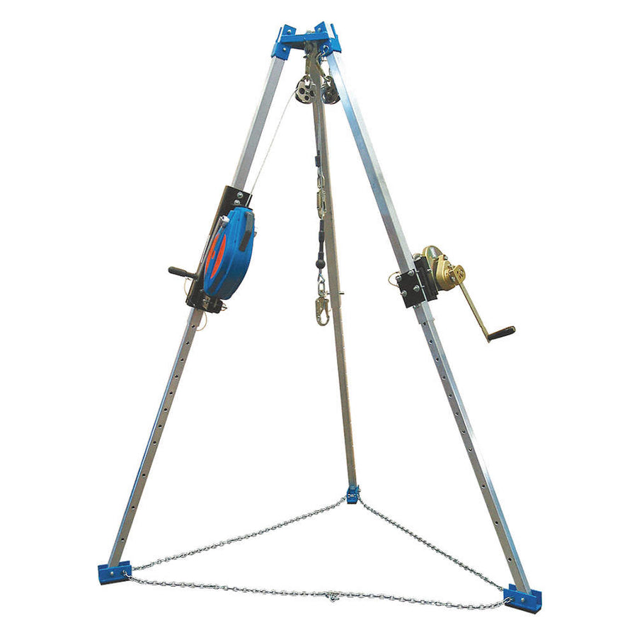 TRACTEL Confined Space System, CSA, Capacity 310 lb, Blue, Rope 100 ft L/3/16 in dia, Steel/Plastic/Al/Rubber/ABS