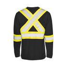 Hi-Vis Polyester Long Sleeve T-Shirt, 4" Refl. Tape - Black - Wasip