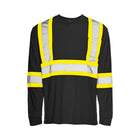 Hi-Vis Polyester Long Sleeve T-Shirt, 4" Refl. Tape - Black - Wasip