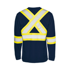 Hi-Vis Polyester Long Sleeve T-Shirt, 4" Refl. Tape - Navy - Wasip