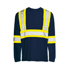 Hi-Vis Polyester Long Sleeve T-Shirt, 4" Refl. Tape - Navy - Wasip