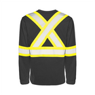 Hi-Vis Cotton Long Sleeve T-Shirt, 4" Refl. Tape - Black - Wasip