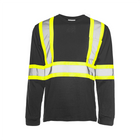 Hi-Vis Cotton Long Sleeve T-Shirt, 4" Refl. Tape - Black - Wasip