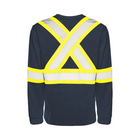 Hi-Vis Cotton Long Sleeve T-Shirt, 4" Refl. Tape - Navy - Wasip