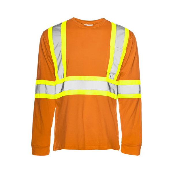 Wasip Hi-Vis Cotton Long Sleeve T-Shirt, 4" Refl. Tape