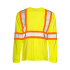 Hi-Vis Cotton Long Sleeve T-Shirt, 4" Refl. Tape - Yellow - Wasip