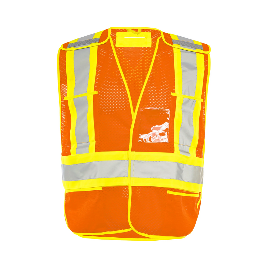 Universal 5 Pt. Tearaway Mesh Traffic Vest - Orange - Wasip