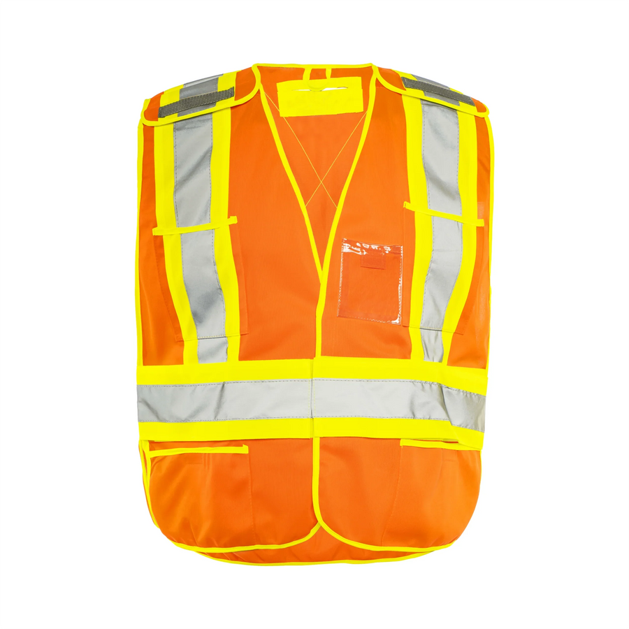 Universal 5 Pt. Tearaway Solid Traffic Vest - Orange - Wasip