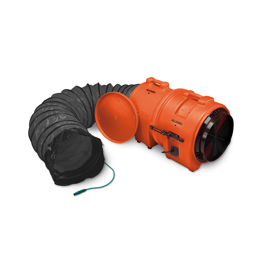 16" Axial Explosion-Proof (EX) Plastic Blower w/ Canister & 25’ Statically Conductive Ducting, 85 lbs. - Allegro