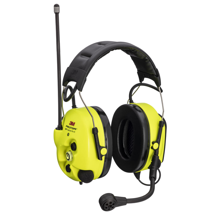 3M PELTOR WS LiteCom Pro III MT34H7A4D10NA GY, Headband, Bright Yellow, Flexible Boom Mic, NA Version, 5 ea/Case