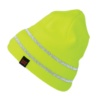 I45816 - Acrylic Knit Cap with Reflective Stripe - Green - product image