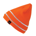 I45816 - Acrylic Knit Cap with Reflective Stripe - Orange - product image
