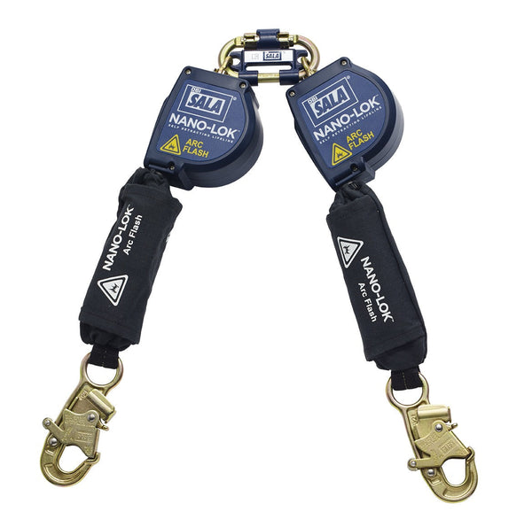3M DBI-SALA Nano-Lok Arc Flash Self Retracting Lifeline, 3101549, web, twin-leg, quick connect, 8 ft (2.4 m) web