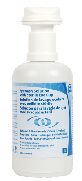 Emergency Eye Wash Bottle 1L Full With Integral Eyecup - F4601169