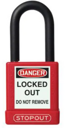 STOPOUT® Plastic Body Aluminum Padlocks With Dielectric Poly-Wrap Steel Shackle - KDL816- 10/CS