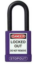 STOPOUT® Plastic Body Aluminum Padlocks With Dielectric Poly-Wrap Steel Shackle - KDL816- 10/CS