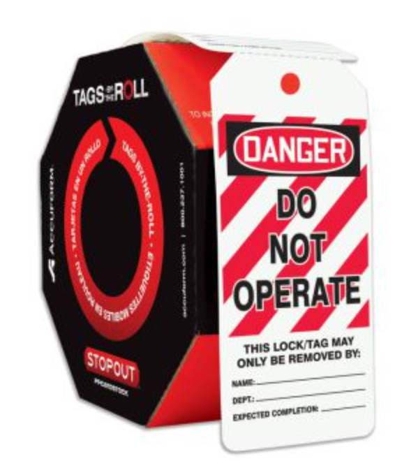 Tags By-The-Roll OSHA Danger Do Not Operate - TAR114 -100/ROLL