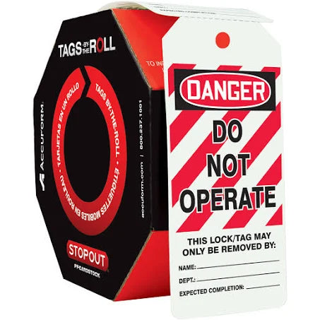Lockout- Do Not Operate Tags-by-the-Roll - 250/ROLL
